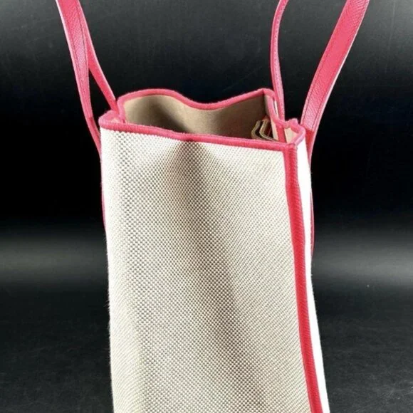 FURLA Structured Canvas & Leather Tote – Pink Trim